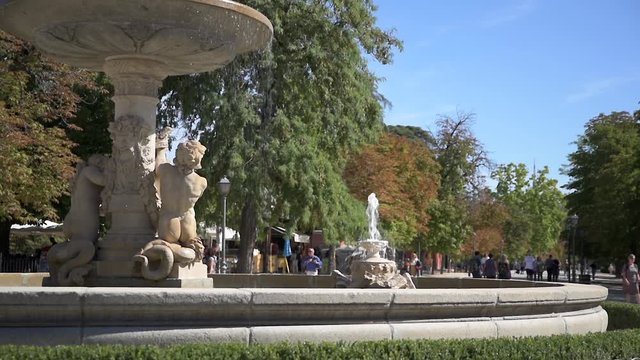 Fountain in El Retiro Park in Madrid