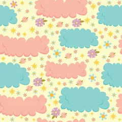Fotobehang vector seamless pattern with rosy and blue clouds, aerial skyvector seamless pattern with rosy and blue clouds, aerial sky © Lesya