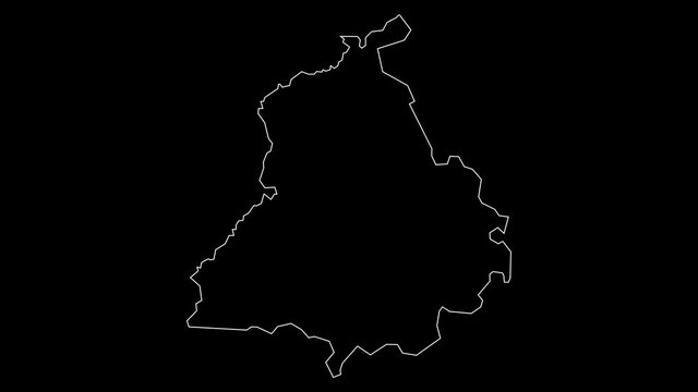Punjab India state map outline animation