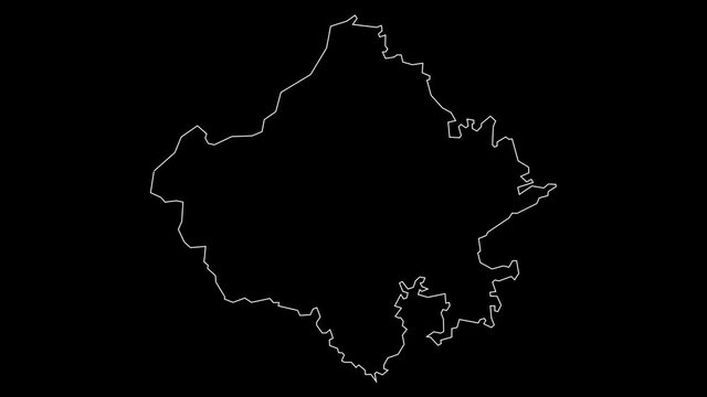 Rajasthan India state map outline animation