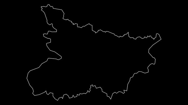 Bihar India state map outline animation