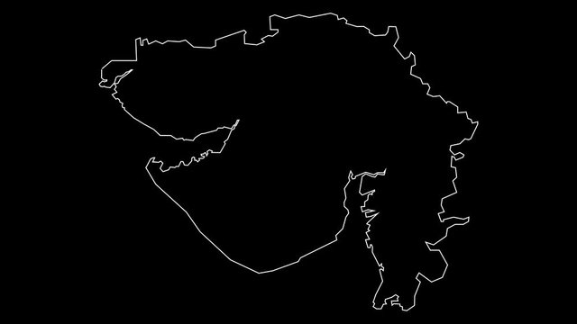 Gujarat India state map outline animation