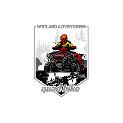 Off-Road wetland adventures with Quad bike, isolated background.