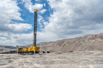 View of a large quarry for the extraction of limestone and coal.