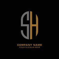 Obraz premium SI minimalist letters, with black and gold, white, black background logos