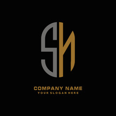 SN minimalist letters, with black and gold, white, black background logos
