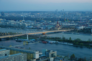panoramic view of night european city. Vienna, Austria