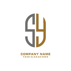 SY minimalist letters, with black and gold, white, black background logos