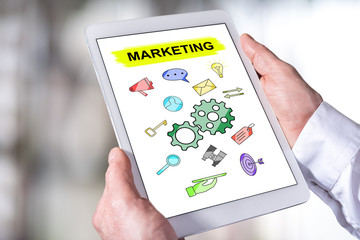 Marketing concept on a tablet
