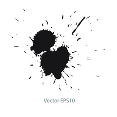 black ink blot on white background