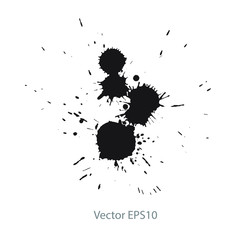 black ink blot on white background