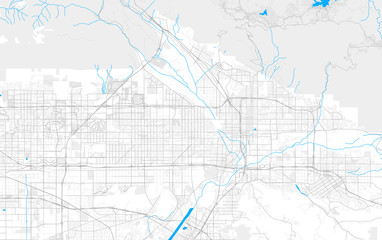 Rich detailed vector map of Rialto, California, USA