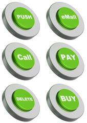 Green Buttons - Icons - 3D Rendering