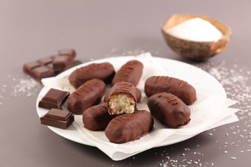 delicious chocolate bar and coconut