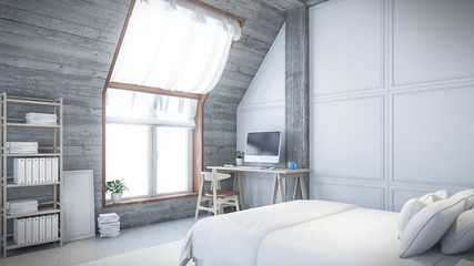 Fototapeta na wymiar room Design wall garret Loft attic 3D rendering