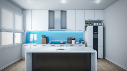 kitchen interior 3d Rendering