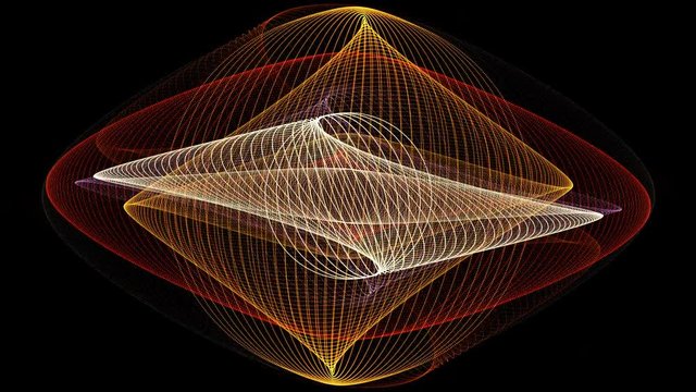 Seamless oscillating Lissajous abstract pattern on black background