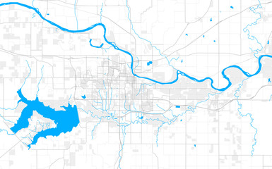 Rich detailed vector map of Lawrence, Kansas, USA
