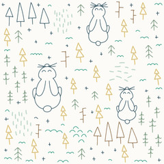 Vector Catoon Seamless Christmas winter holiday pattern
