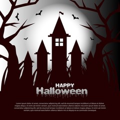 Happy Halloween Party. With pumpkins and place for text. Template design vector for invitations, greeting cards and backgrounds.