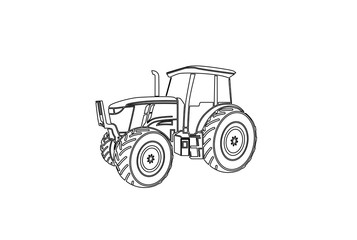 Tractor graphic line art illustration farm agriculture logo design