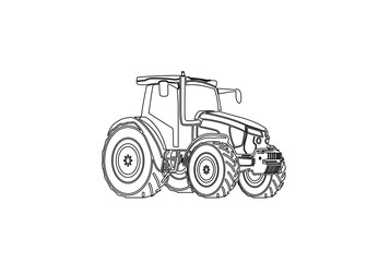 Tractor graphic line art illustration farm agriculture logo design