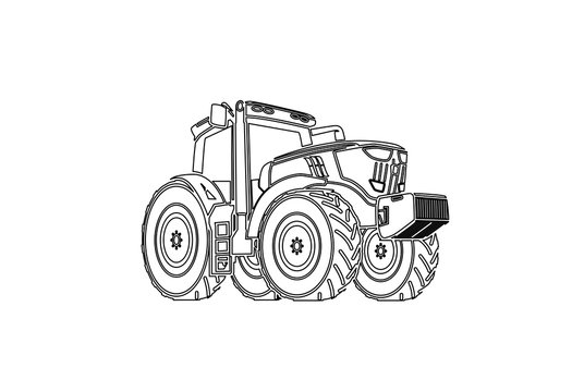 Tractor graphic line art illustration farm agriculture logo design