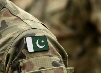 Flag of Pakistan on military uniforms (collage).