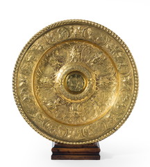 old antique Arms dish on stand
