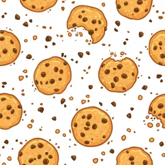 Plätzchen mit nahtlosem Muster der Schokoladenstückchen. Vektor-Illustration © penguin_house