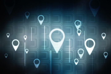 2d rendering Red map pointer with world map