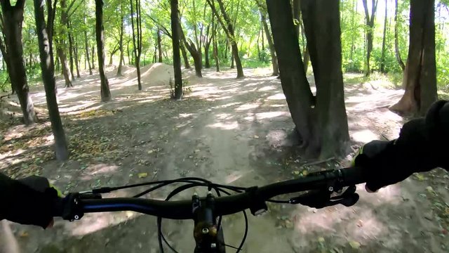 MTB bicycle on the trail in the bike park