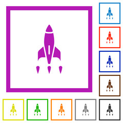Rocket flat framed icons
