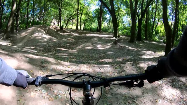 MTB bicycle on the trail in the bike park