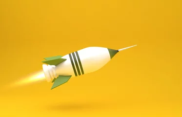 Deurstickers big green rocket © ontronix