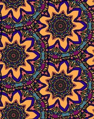 Seamless repeating floral pattern consisting of mandalas