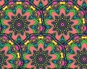 Seamless repeating floral pattern consisting of mandalas