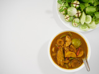 Thai fish organs sour Soup and vegetables