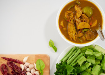 Thai fish organs sour Soup and vegetables