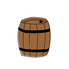 brown barrel for beer, wine, pickles. flat. for menu, oktoberfest, for design, greeting card.
