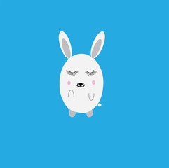 cute rabbit isolated on blue background