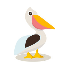 Cute pelican cartoon illustration on white background