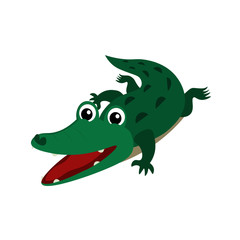 Cute crocodile cartoon illustration on white background