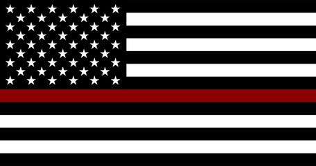 American Flag with red line - honoring Firefighters. Vector EPS 10