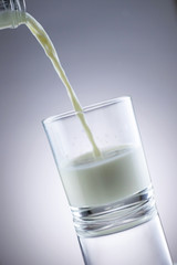 pouring milk into glass. Healthy eating concept