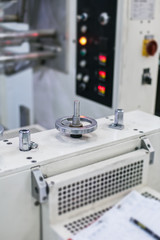 Close up of factory interior with machinery