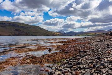 Loch Sligachan on Isle of Skye, sea loch with the reflection of the Cuillin hills