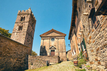 Fototapeta premium Street view and the church in Hum, Croatia - the smallest town in the world.