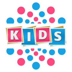 Kids Blue Pink Dots Blocks Circular 