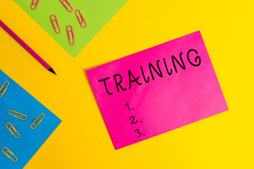 Word writing text Training. Business photo showcasing An activity occurred when starting a new job...